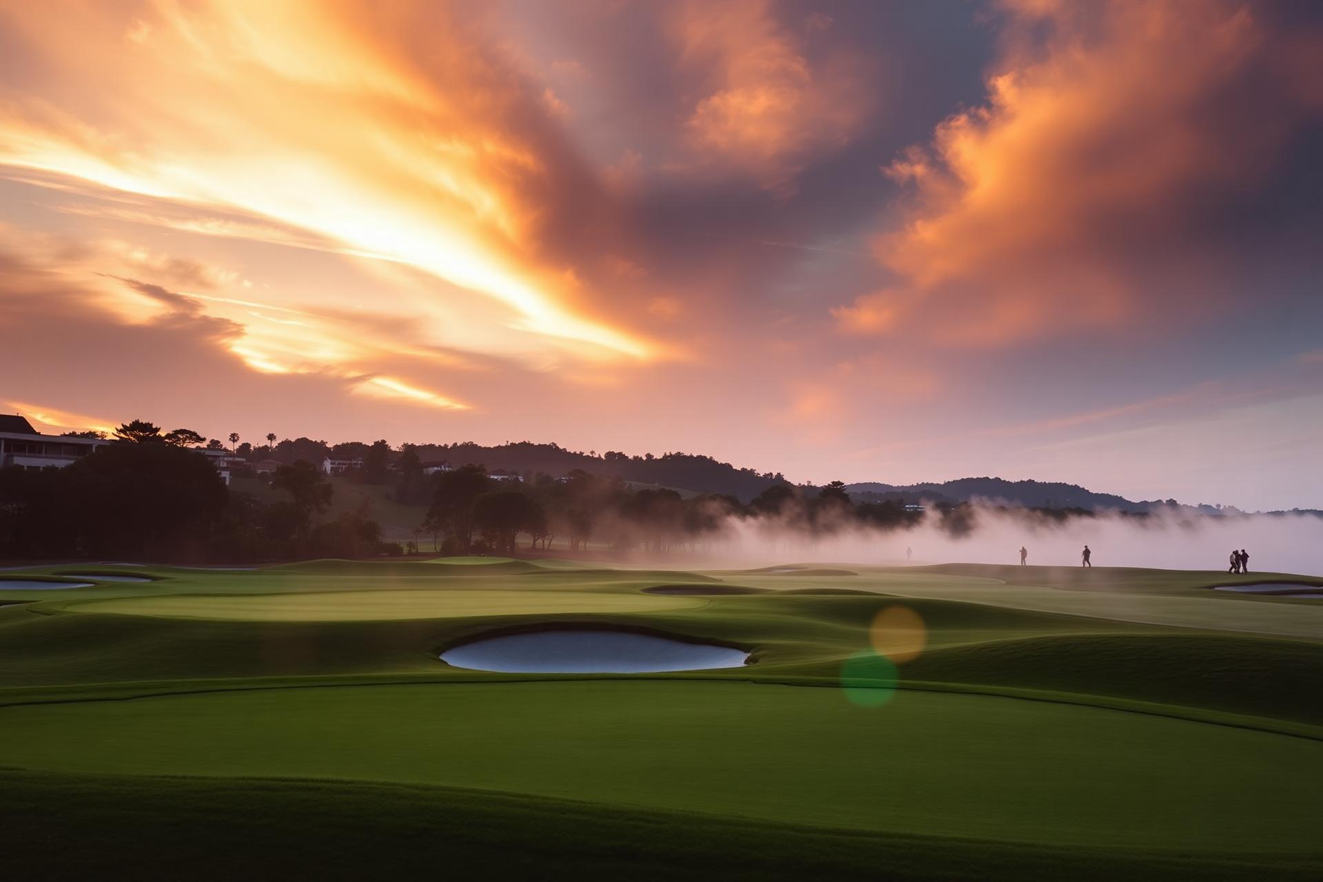 Sunrise over a championship golf course